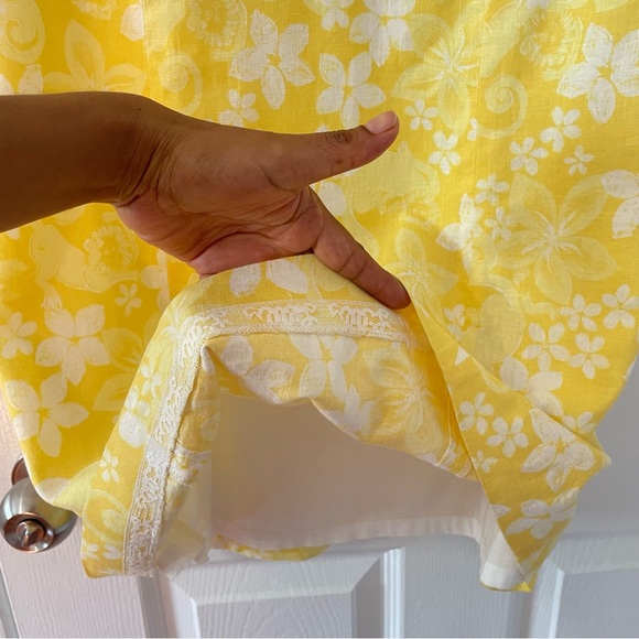Lilly Pulitzer Linen Yellow Floral Ruffle Dress 6 - Picture 5 of 13